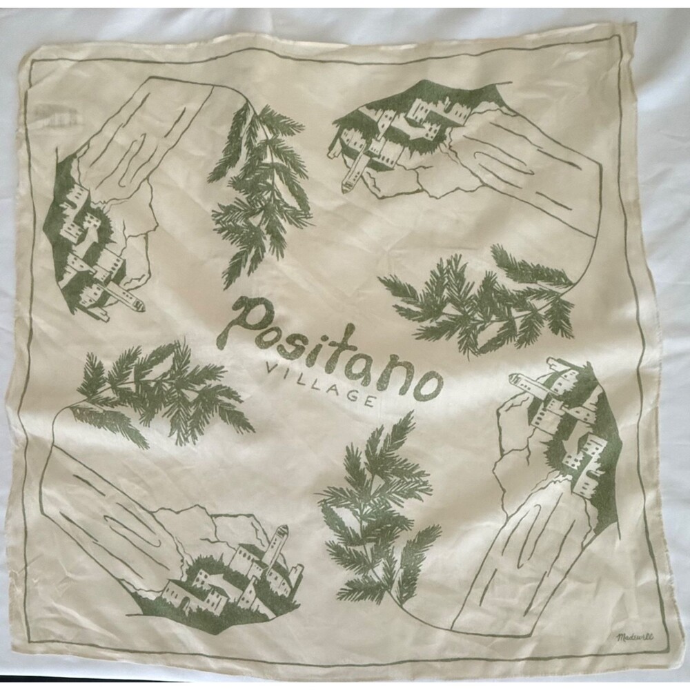 Madewell Positano Village Italy Organic Cotton Square Scarf Bandana Vacation